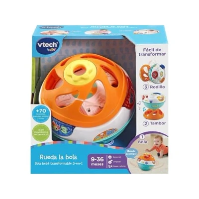 Imagen de VTech Rueda la bola 3 en 1, Pelota interactiva para bebés +9 meses, transformable diábolo y tambor, Versión ESP