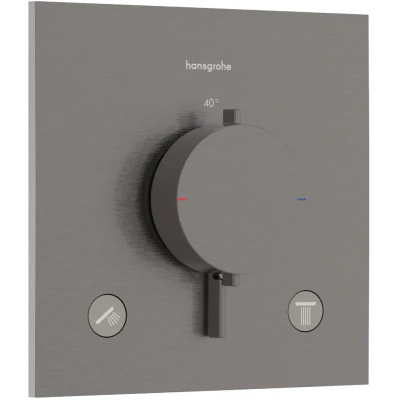 Imagen de hansgrohe Ecostat Comfort E 33711340 termostato de ducha empotrado, grifo con bloqueo seguridad (SafetyStop) a 40 C, para la ducha, 2 consumidores, cromo negro cepillado
