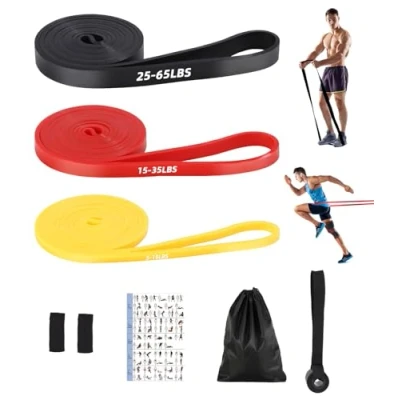 Imagen de FAOKZE Bandas de Resistencia con 3 Niveles Resistencia, para Fitness, Estiramiento, Yoga, Entrenamiento Fuerza, Pilates,Gomas Elasticas Musculacion