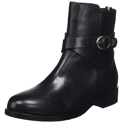 Imagen de Tommy Hilfiger TH Belt Flat Boot FW0FW06753, Bota Baja Mujer, Negro (Black), 36 EU