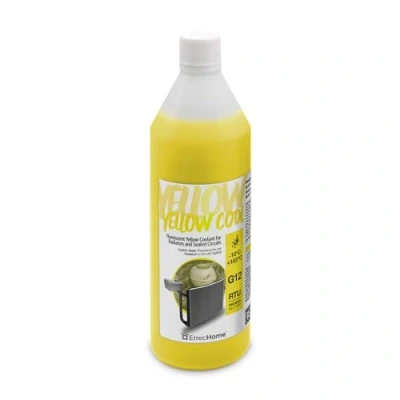 Imagen de ErrecHome Yellow Cool, líquido para radiador amarillo fluorescente 10C, anticongelante G12 con paquete inhibidor de base orgánica OAT, listo usar, 1 litro