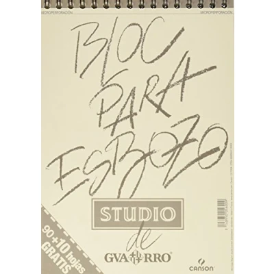 Imagen de Canson Guarro Esbozo, Papel de esbozar, Grando ligero, 90gsm, Espiralados sobre el lado corto, A4 21x29,7cm, Blanco natural, 100 hojas