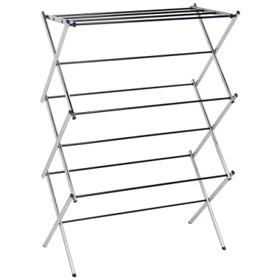 Imagen de Amazon Basics Tendedero Plegable para Interiores, Acabado Cromado