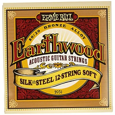 Imagen de Ernie Ball Earthwood Silk and Steel Soft Cuerdas para guitarra acústica de 12 cuerdas, bronce 80/20, seda y acero, calibre 9 46