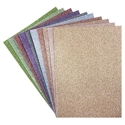 Imagen de planchas de goma con purpurina, autoadhesivas, DIN A4, 2 mm, 10 unidades, espuma para manualidades, EVA, ideales manualidades (doble purpurina multicolor)