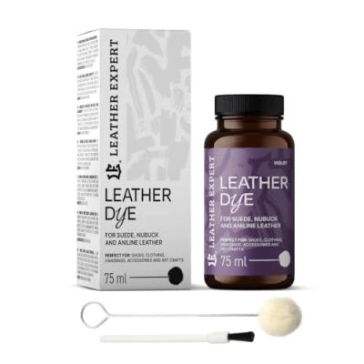 Imagen de Penetrating Leather Dye Tinte para piel de color violeta, 75 ml, ideal zapatos, bolsos y accesorios, incluye aplicador pincel, ante, nobuck anilina (16 colores)