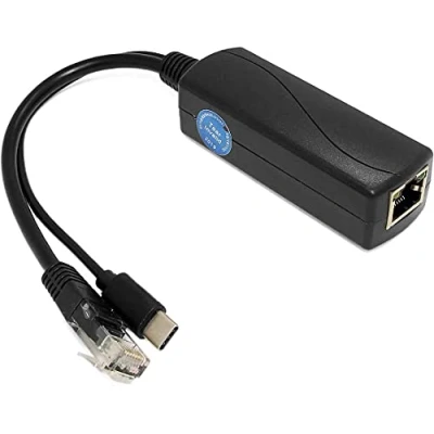 Imagen de Gigabit Tipo C USB PoE Splitter 5V 3A, IEEE802.3af/at Compatible, 10,100,1000Mbps de alimentación sobre Ethernet Adapter con RJ45 y Puerto (TYPEC0503G)