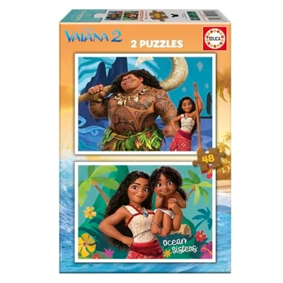 Imagen de Educa 2 Puzzles de cartón con 48 Piezas Las imágenes Vaiana 2, diversión por Partida Doble. Medidas 28 x 20 cm. A Partir 3 4 5 6 años (20102)