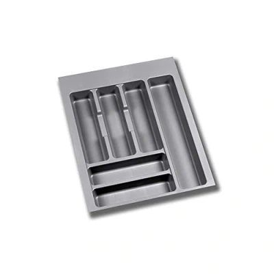 Imagen de Emuca organizador de Cubiertos, cajón cocina, cubertero, 6 compartimientos, módulo 45cm, Plástico, Gris