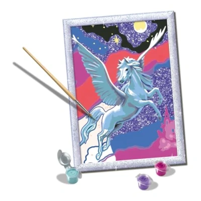 Imagen de Ravensburger CreArt Serie D: Pegaso Brillante, Pintar por Numeros Niños, Cuadros Para Incluye Completo Kit y Marco, Niños de 7+ Años, 24x18 cm, con Purpurina