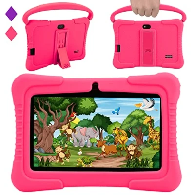 Imagen de Veidoo Tableta Android para niños de 7 Pulgadas con WiFi, 2GB RAM / 32GB ROM, Pantalla táctil, Control Parental pequeños, Cámara Dual, Juegos, educativa(Rosa)