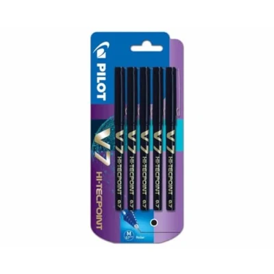 Imagen de PILOT V7 Bolígrafo roller (tinta líquida, 0,7 mm, 5 unidades), color negro