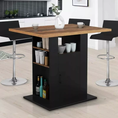 Imagen de IDMarket Ilot Central UGO 110 cm madera negra y efecto oscura Hawkins con almacenamiento
