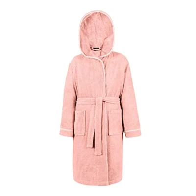 Imagen de LAYNENBURG Premium Albornoz de baño para niños y adolescentes con capucha 100% algodón OEKO TEX Standard 100 tejido rizo mullido Talla (170 176, Rosa)