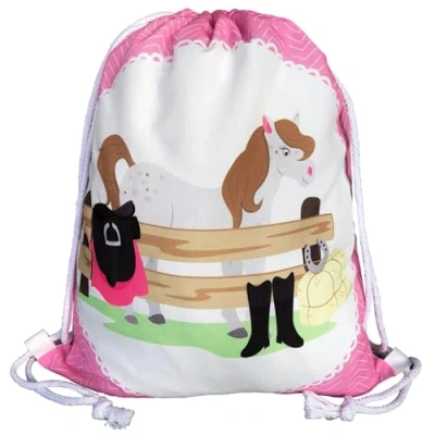 Imagen de HECKBO Mochila niñas con dibujo de caballo impresa por ambas caras dibujos caballos colores 40x32 cm el jardín infancia, para ir vacaciones o las clases equitación