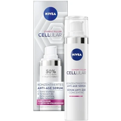 Imagen de NIVEA Sérum antiedad concentrado, suero antiarrugas con ácido hialurónico y fólico, concentrado de para pieles aspecto más joven, Cellular Expert Filler (40 ml)