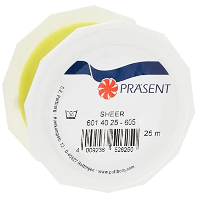 Imagen de C.E. PATTBERG SHEER cinta regalo de organza color amarillo, 25 m decorativa para envolver regalos, 40 mm ancho, decoración y manualidades versátiles creativas