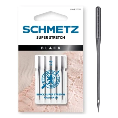 Imagen de SCHMETZ Agujas para máquinas de coser 5 Super Stretch Black HAx1 SP SU Grosor aguja 100/16 Compatible con todas las domésticas comunes