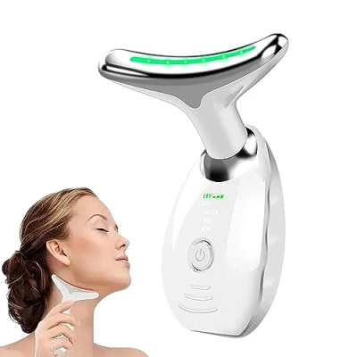 Imagen de Masajeador Facial Electrico Cara Masaje: Antiarrugas y Belleza con Calefacción de 45℃ Aparatos Faciales Reductor Papada para Mujer Máquina LED EMS Lifting Líneas del Cuello