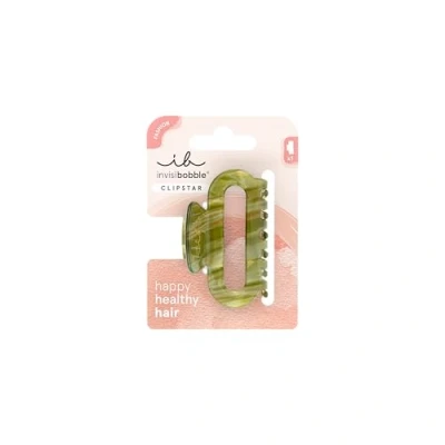 Imagen de Invisibobble CLIPSTAR Evergreen Pinza mediana verde con formas orgánicas, elegante y práctica, ideal para todo tipo de cabello Sujeción segura estilo moderno