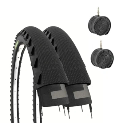 Imagen de ECOVELO Neumáticos Negros 26 x 1.95 (50 559) 2 Cubiertas Demi Slick 1,95 + cámaras de Aire, Adultos Unisex,