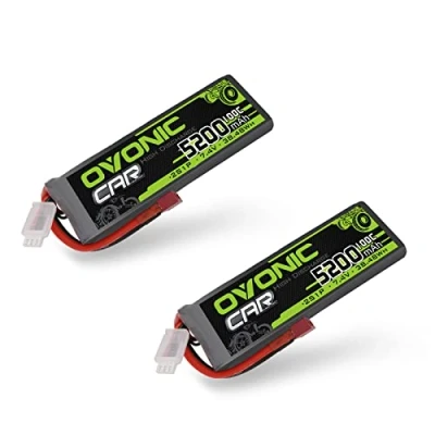 Imagen de OVONIC 2s Lipo Batería 5200mAh 100C 7.4V Estuche Blando con Conector para RC Helicóptero Car Truck Boat Hobby (2 Piezas)