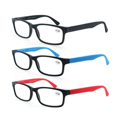 Imagen de MODFANS Pack de 3 Gafas Lectura 2.75/Gafas para Presbicia Hombres/Mujeres,Buena Vision Ligeras Comodas,Vista Cerca/Vista Cansada,Colores Negro Rojo Azul