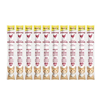 Imagen de GimCat Sticks ave Suaves palitos para masticar con alto contenido de carne y sin azúcar añadido 1 multipack (10 sticks)