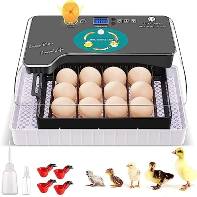 Imagen de incubadora totalmente automática para gallinas, huevos, 9 35 de huevos con iluminación LED eficiente pato, paloma, codorniz, pájaro
