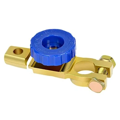 Imagen de HuaLiSiJi Desconectador de Bateria 12V 24V Corta Corriente Cortacorrientes bateria, Material cobre puro, Con botón, Adecuado para Todos los Automóviles (Blue)