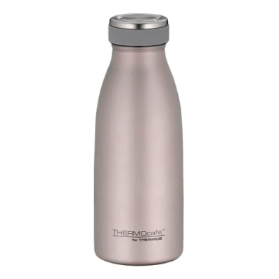 Imagen de THERMOcafé by THERMOS TC Bottle Rose mat 0,35 l, termo de acero inoxidable resistente al carbono, 12 h caliente 24 frío, a prueba fugas, para escuela, viajes y oficina