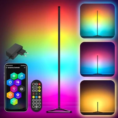 Imagen de Mtutu LED Lámpara Pie 140cm RGBIC de Esquina Luz Regulable funciona con Mando Distancia y APP, Altura Ajustable, Sincronización Música, Modo DIY Moderna para Sala Estar Gaming Room