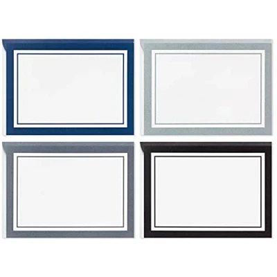 Imagen de Hallmark Surtido de tarjetas en blanco y negro con organizador, rayas (40 notas paneles planos sobres)