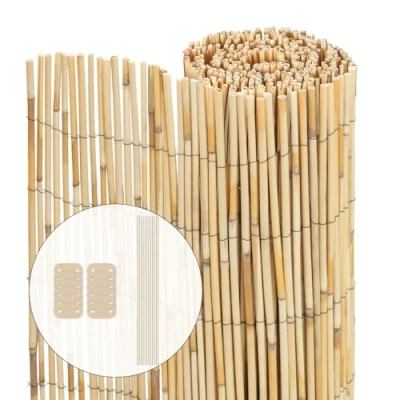 Imagen de VOUNOT® Pantalla de Valla Caña Natural, Privacidad Rollos Vallas Decorativas con Herrajes para Montaje, Estera Protección Visual Al Aire Libre Patio, Balcón, Jardín, 160x300cm