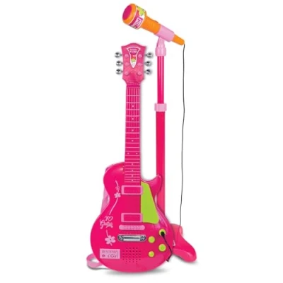Imagen de Bontempi Rock Guitar with Stand Microphone, Color Rosa, Mediano (24 5872)