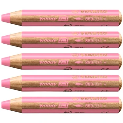 Imagen de Stabilo Woody 3 en 1 Multiuso Lápiz con Sacapuntas Rosa Oscuro, Pack of 5