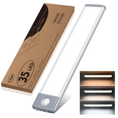 Imagen de HIBOITEC Luz LED Armario Magnética con Sensor Movimiento 22cm, 1500mAh Lámpara sin Cables, 6000K Nocturna Escaleras Pasillo Iluminación Automatica