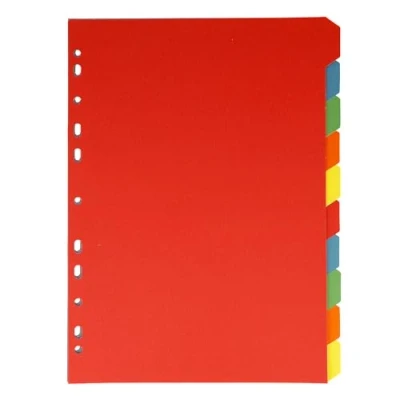 Imagen de Westcott pestañas para carpetas A4 separadores 10 de colores en 5 como organizador resistente 160g/m² con europerforación E 733312 00