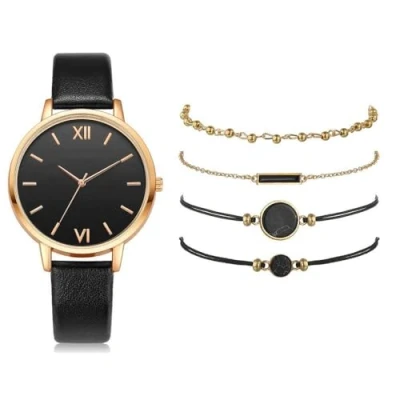 Imagen de Ziyan relojes de pulsera cuarzo para mujer, juego pulsera, set regalo, Negro+pulsera