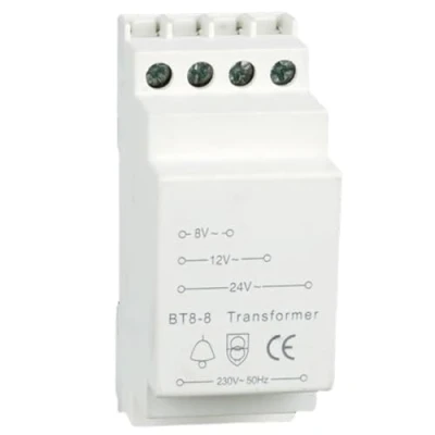 Imagen de BAIFULAI timbre transformador de timbre, 8 V 12 24 V, se adapta a carriles estándar 35 mm, para puerta y