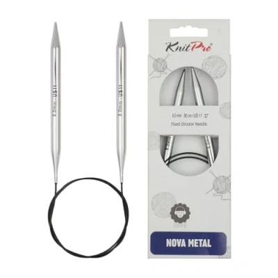 Imagen de Knit Pro Nova Metal: Knitting Pins: Circular: Fixed: 100 cm x 8.00 mm, Silver, 100cm 8.00mm