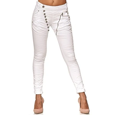Imagen de Elara Jeans para Mujer Boyfriend Baggy Botones Chunkyrayan Blanco EL05 9 White 38/M