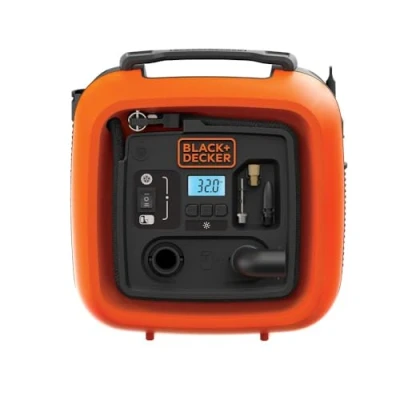 Imagen de Black+Decker 11,0 bar/12 V Compresor / Bomba de aire, 160 psi, para neumáticos, pelotas, sillas ruedas etc., con 2 modos funcionamiento y modo bombeo, Blanco, 3151 Jahre vor Ort Garantie