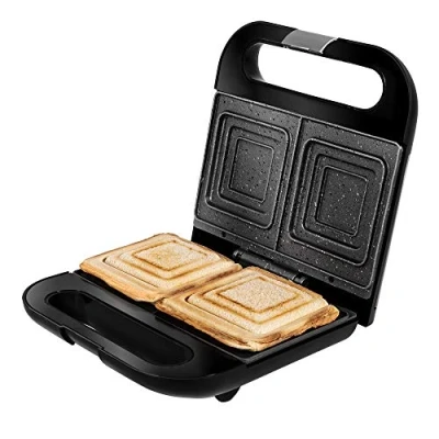 Imagen de Cecotec Sandwichera Rock&#039;nToast Sandwich Squared. 750 W, Capacidad 2 Sándwiches, Acabado en Acero Inoxidable, Placas Cuadradas con Revestimiento RockStone, Indicador Luminoso