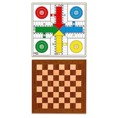 Imagen de Cayro Tablero Parchís y Ajedrez De Madera Tamaño 40 x Diseño Clásico Elegante Juego Tradicional Desarrollo Cognitivo Duradero