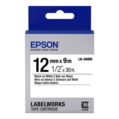 Imagen de Epson LK 4WBN cinta negro sobre blanco 12 mm (original)