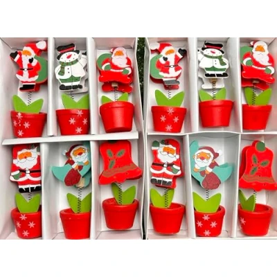 Imagen de sin marca 12 pcs Porta Foto con Pinza de Madera navideño /02