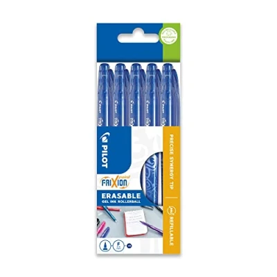 Imagen de PILOT Frixion Bolígrafo roller de tinta borrable (punta 0,5 mm, 5 unidades), color azul