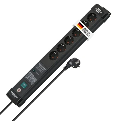 Imagen de Brennenstuhl Premium Line regleta enchufes de 6 Tomas con protección contra sobretensiones hasta 26.000A (Cable 1,8m, Interruptor, sobretensión, montable, Made in Germany) Negro
