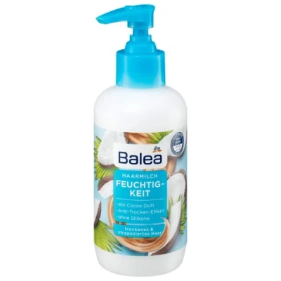 Imagen de Balea Leche capilar hidratante para el cabello nutritiva con aroma a coco y papaya, efecto antisecado, ideal seco dañado, sin siliconas vegana, 200 ml